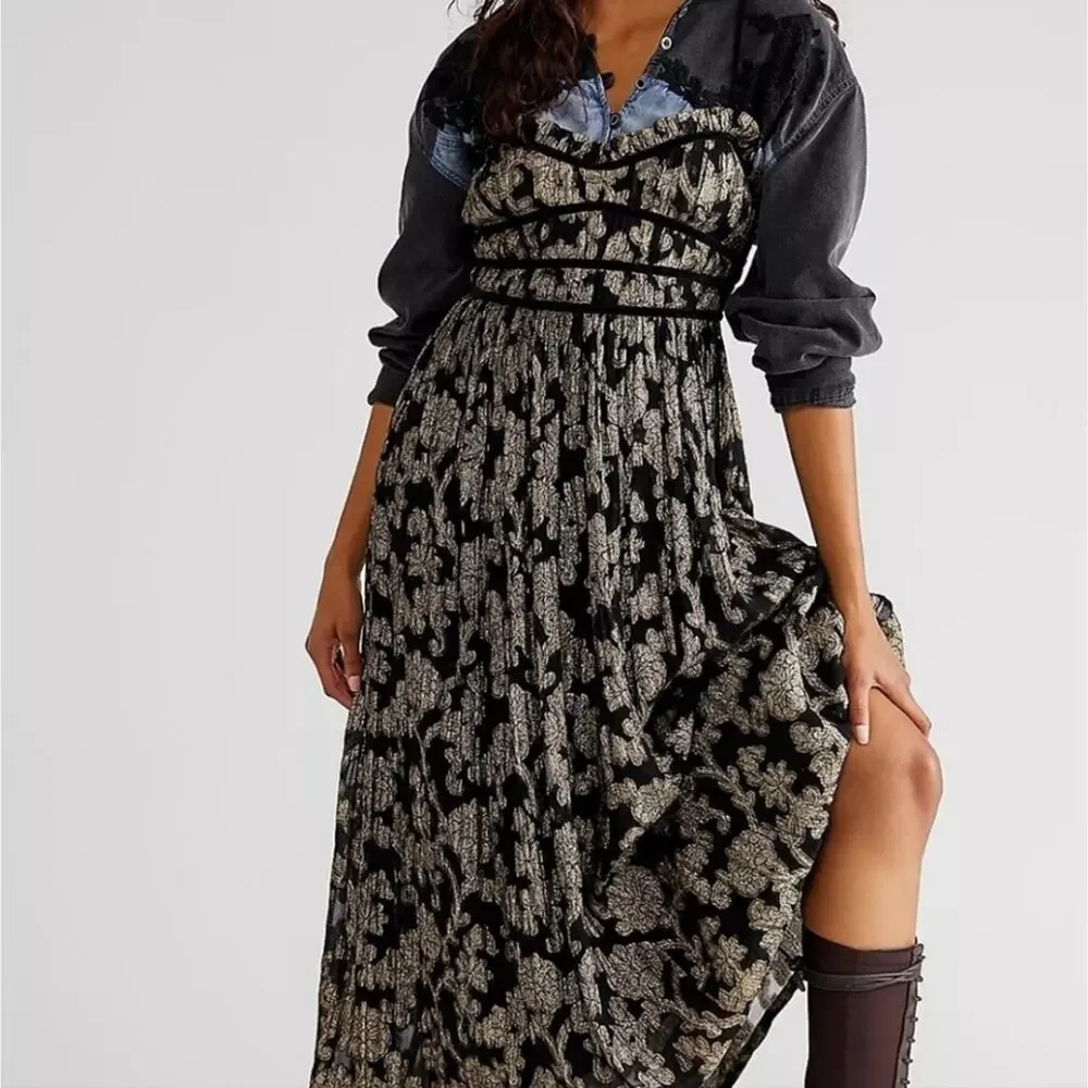 Free People $228 Metallic Maxi Dress - Picture 9 of 9